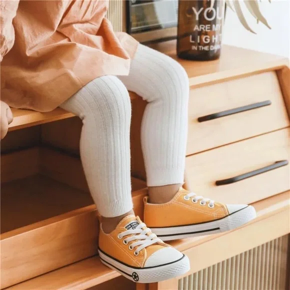 White Ribbed Tights - Picture 2 of 6